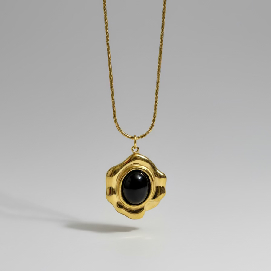 Black Cabochon Pendant