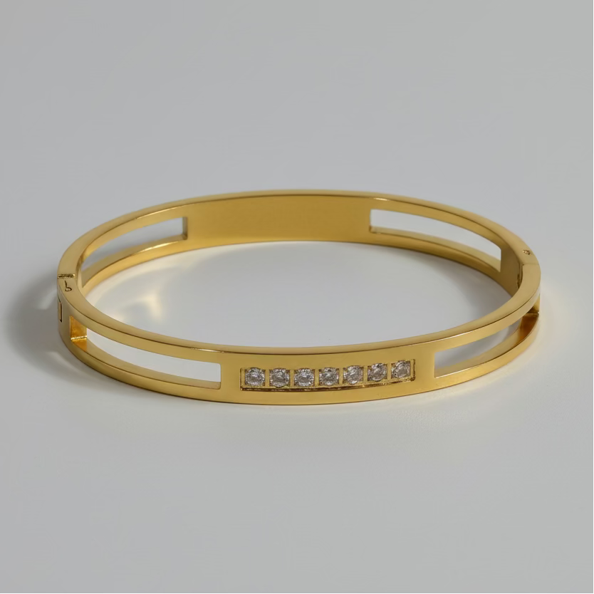 Dual-Band Stone Bangle (6CM)