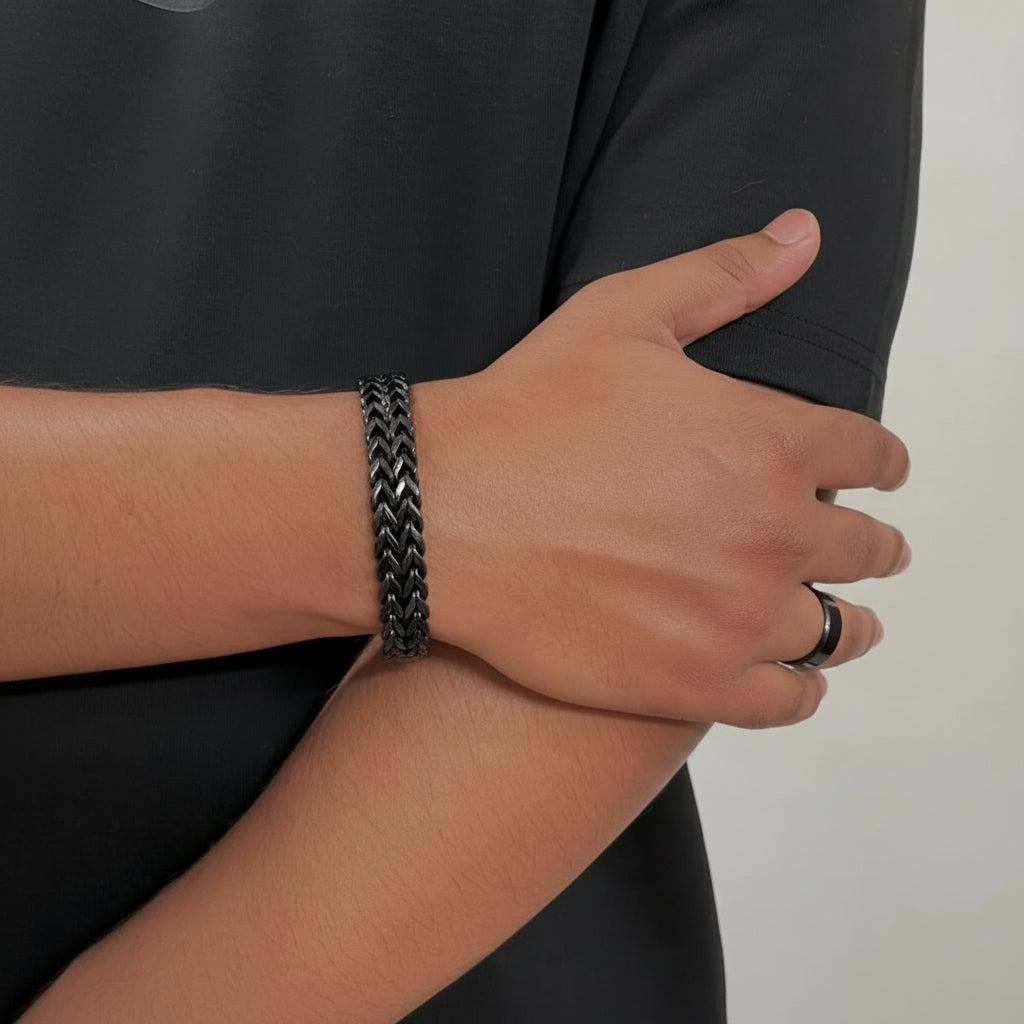 Double Curb Chain Bracelet - BLACK