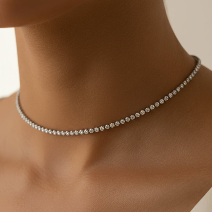 Silver Tennis Choker Necklace (2 mm)