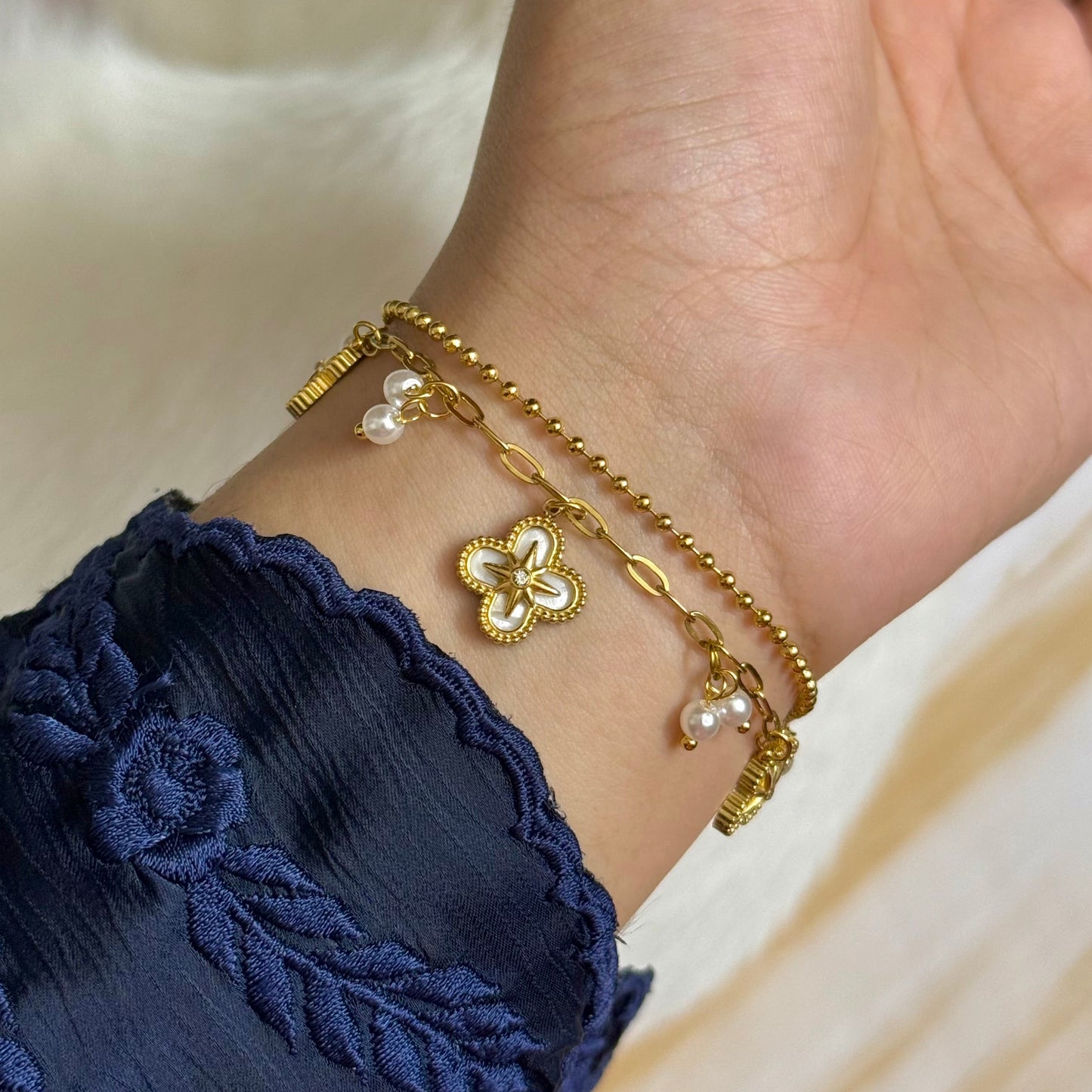 Pearl Clover Bracelet