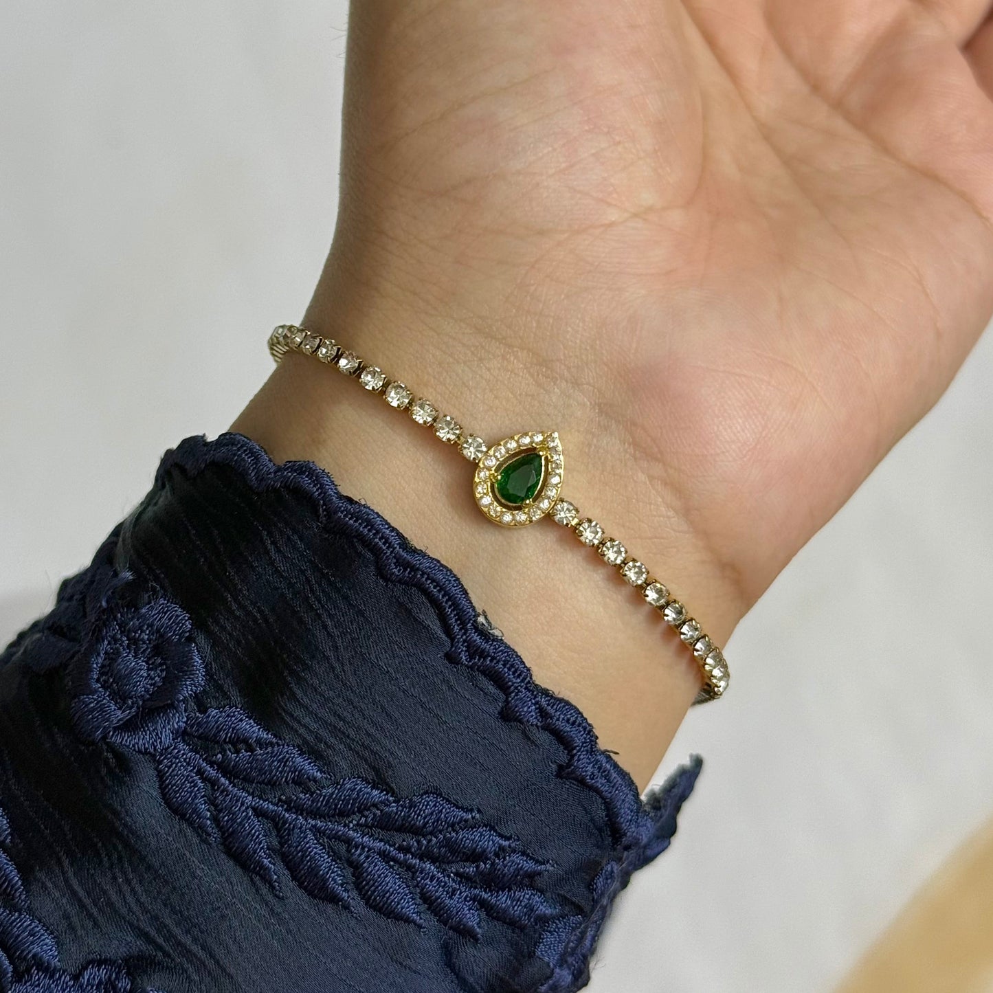 Emerald Drop Tennis Bracelet