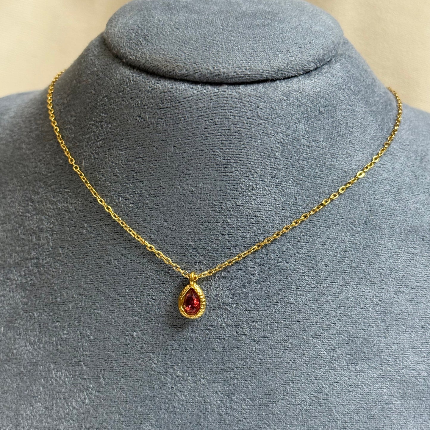 DewDrop Pendant - Ruby Stone