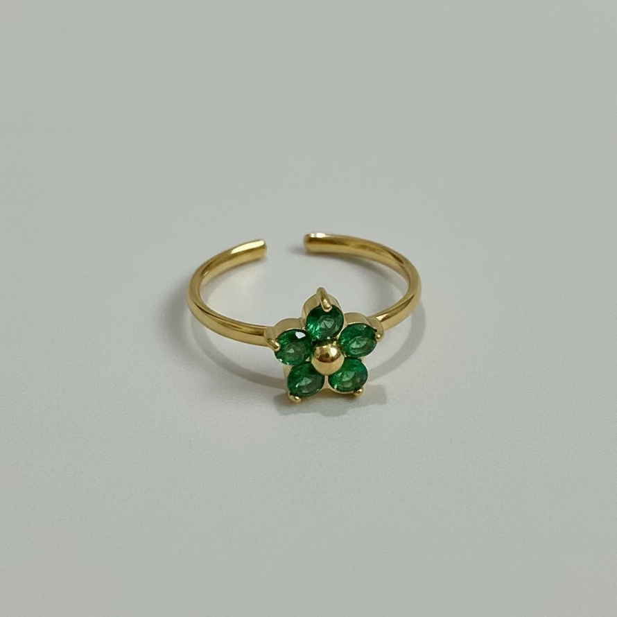 Daisy Green Stone Ring