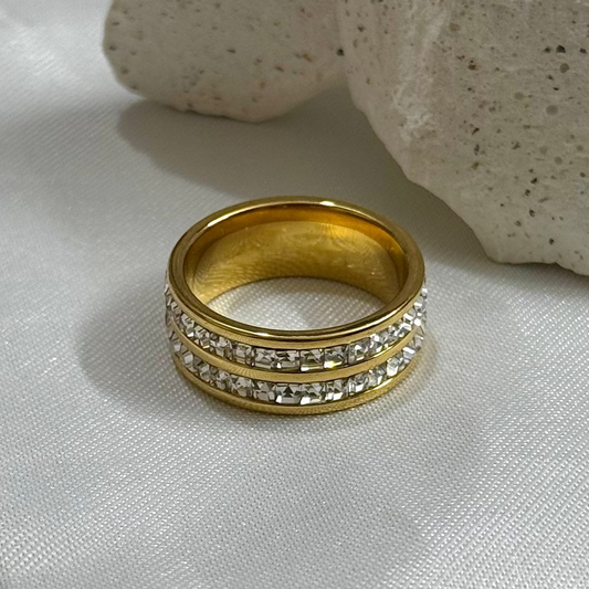 Zircon Inlaid WIDE Ring