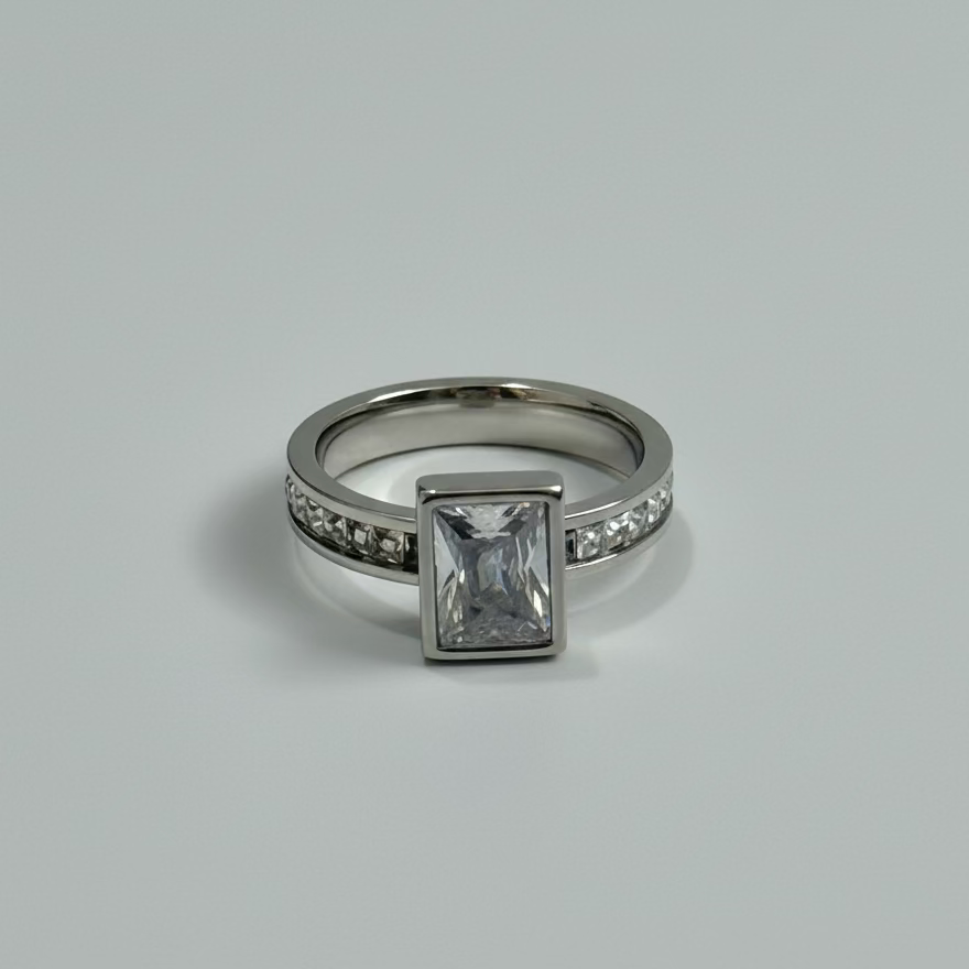 Rectangle Solitaire Ring
