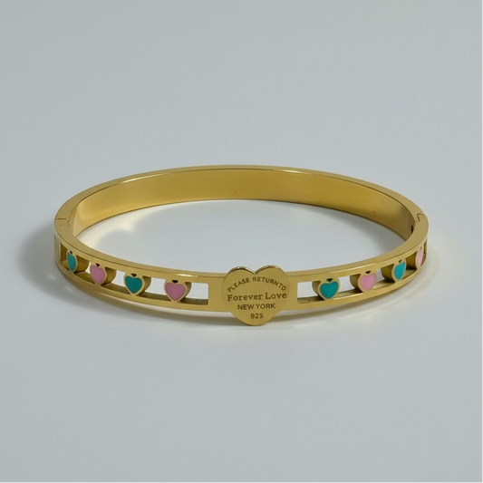"Return to Forever Love" Heart Charm Bangle (5.8 CM)