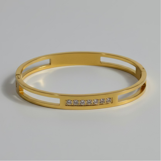 Dual-Band Stone Bangle (6CM)