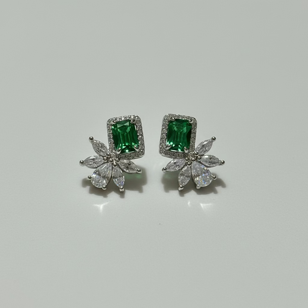Emerald Halo Studs