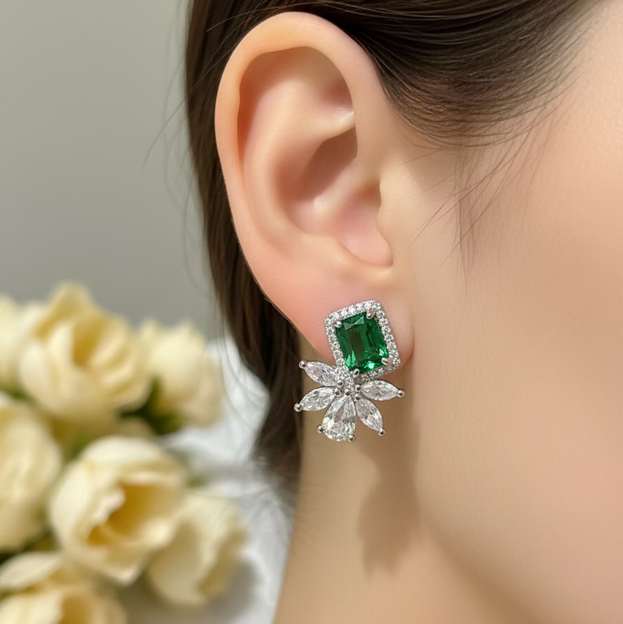 Emerald Halo Studs