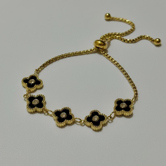 Black Flower Bracelet (Adjsuatble)