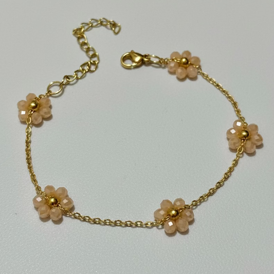 Champagne Bead Daisy Bracelet