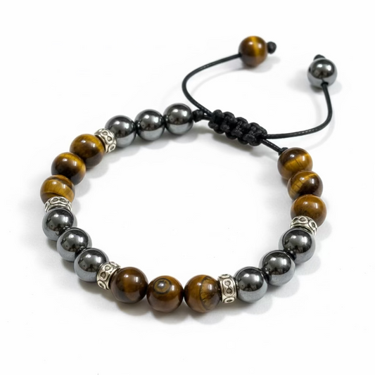 Tiger's Eye + Hematite Bead Bracelet