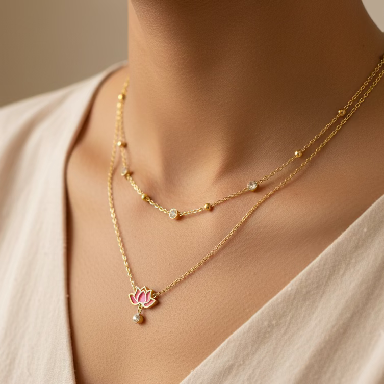 Pink Lotus Necklace