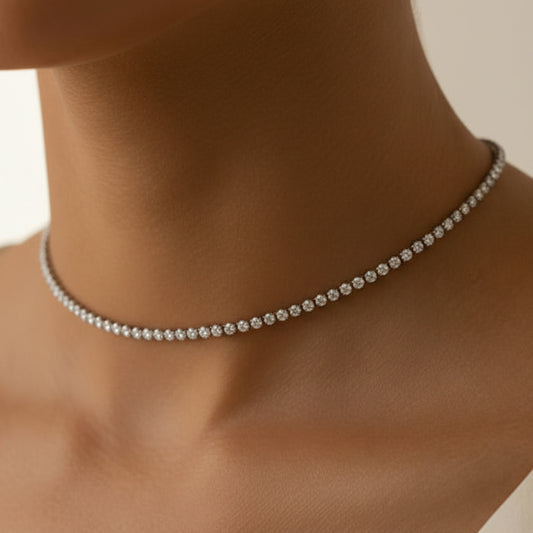 Silver Tennis Choker Necklace (2 mm)