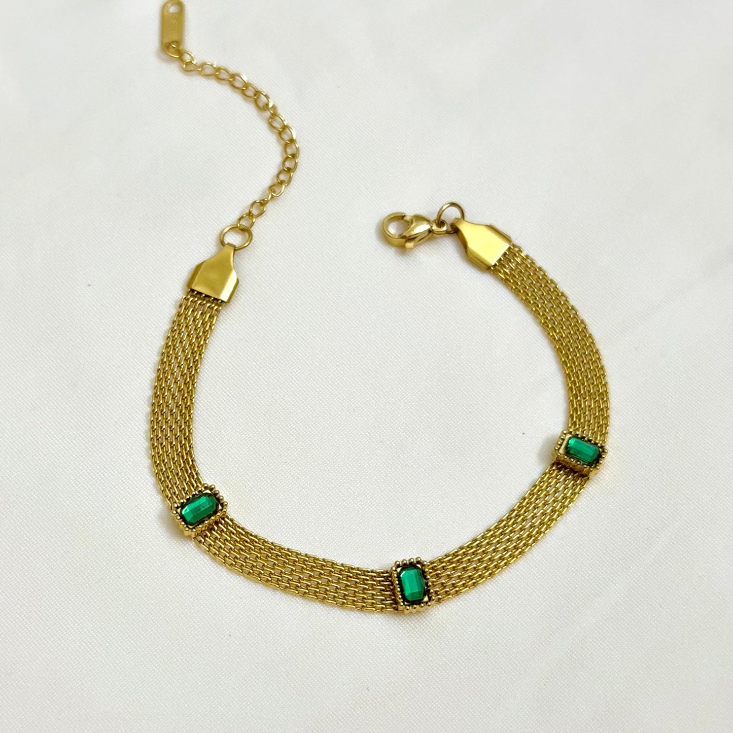 Mesh Bracelet-Green Zircon