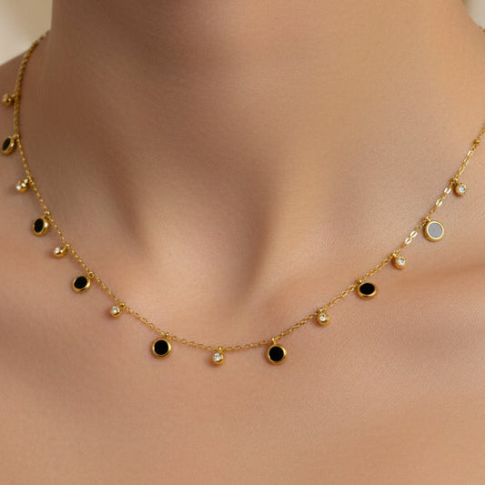 Disc Dangle Necklace - Black Disc
